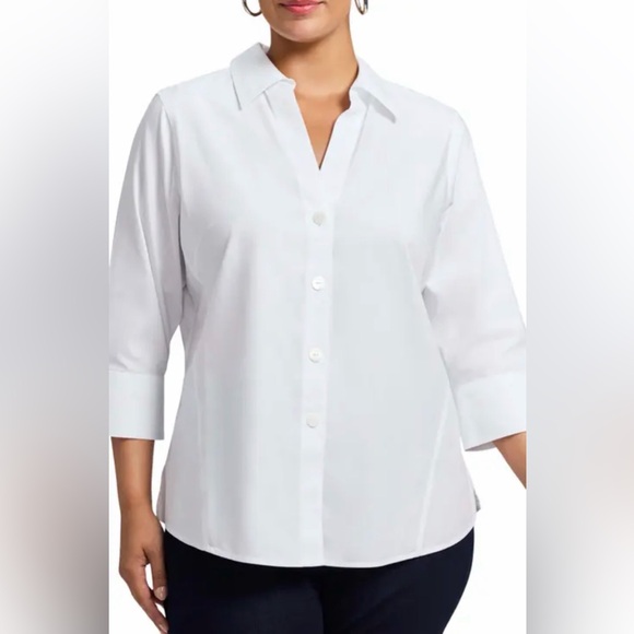 Foxcroft Tops - Foxcroft White Non-Iron Fitted Blouse